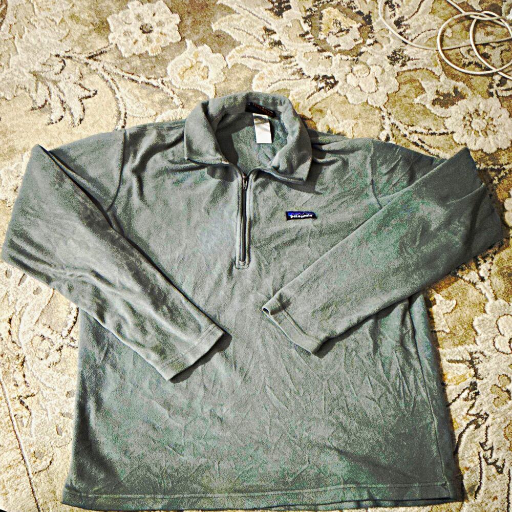 Vintage Patagonia Women Synchilla Fleece Sweater Gray Solid 1/4 Zip Mock Neck M
